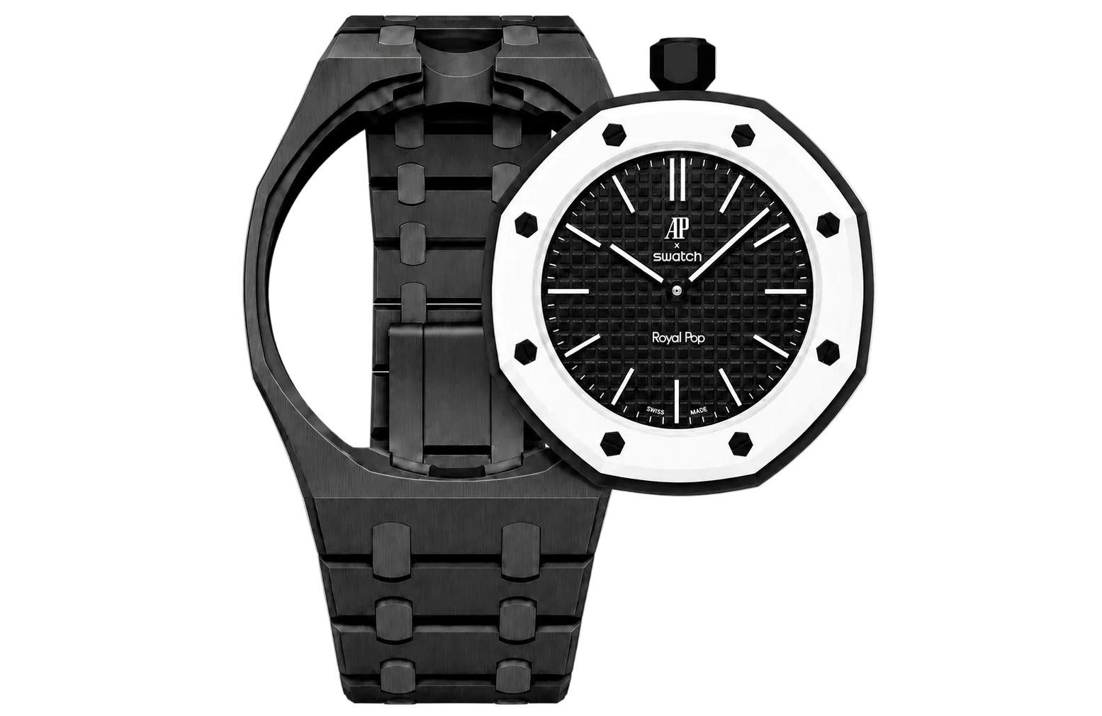 AP x SWATCH BLACK STAINLESS STEEL WATCH CONVERSION